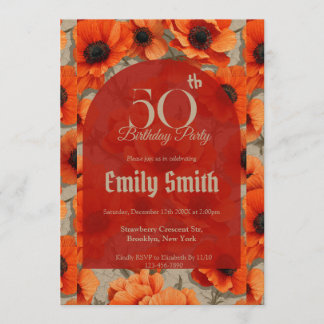 Beautiful Anemones Flower Adult Birthday Einladung