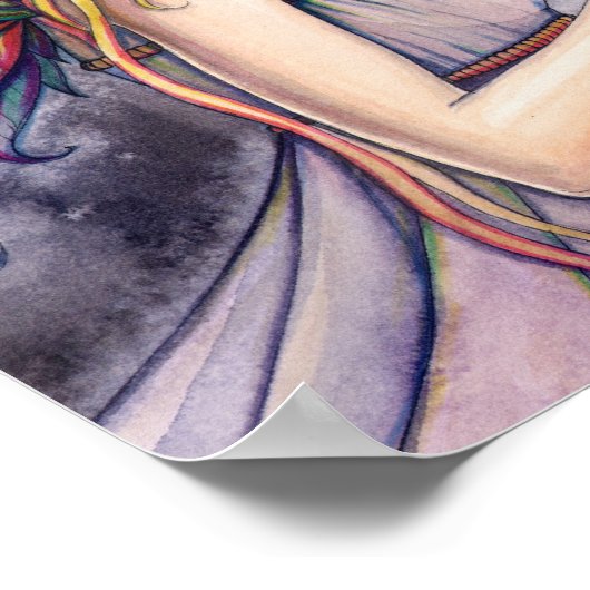 Beautiful Angel Fairy Watercolor Poster Print (Ecke)