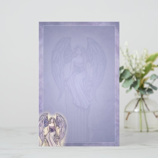 Beautiful Angel Stationery Periwinkle Blue Briefpapier (Stehend Vorderseite)