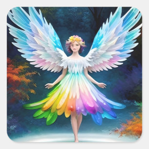 Beautiful Angel Wings Art-35444 Quadratischer Aufkleber