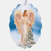 Beautiful Angel With Tree Paper Ornament Card Karte (Links)