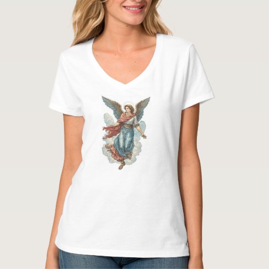 Beautiful Angel Women's Christian V-Neck Tee Shirt (Vorderseite)