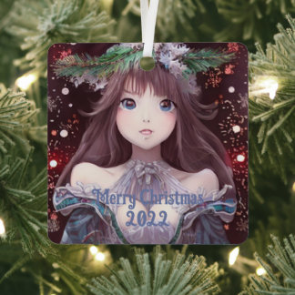 Beautiful Anime Christmas Girl Ornament Aus Metall