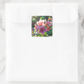Beautiful anime flowers illustration quadratischer aufkleber (Tasche)