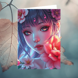 Beautiful Anime Girl Birthday Karte