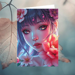 Beautiful Anime Girl Birthday Karte