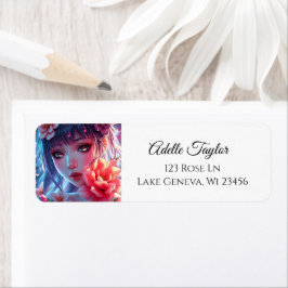 Beautiful Anime Girl Glitchcore Floral