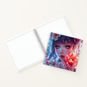 Beautiful Anime Girl Glitchcore Floral Notizblock (Innenseite)