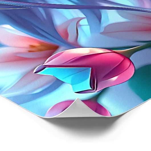 Beautiful Anime Girl Glitchcore Floral Poster (Ecke)