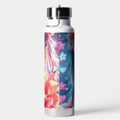 Beautiful Anime Girl Glitchcore Floral Trinkflasche (rechts)