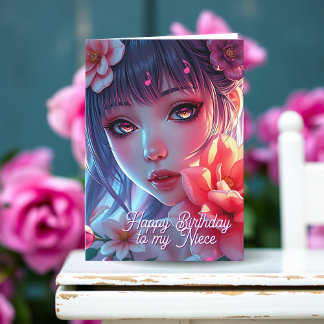 Beautiful Anime Girl | Happy Birthday Niece Karte
