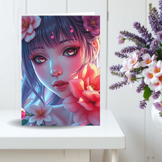 Beautiful Anime Girl Thinking of You Karte