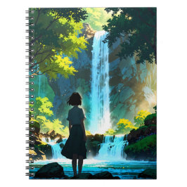 Beautiful Anime Waterfall Illustration Notizblock