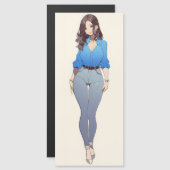 Beautiful Anime Woman Magnetkarte (Vorne/Hinten)