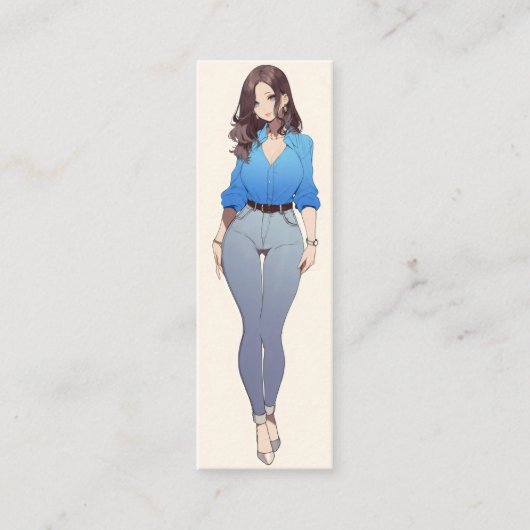 Beautiful Anime Woman Mini Visitenkarte (Vorderseite)