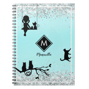 Beautiful Aqua Blue Watercolor Galaxy Girl Notizblock