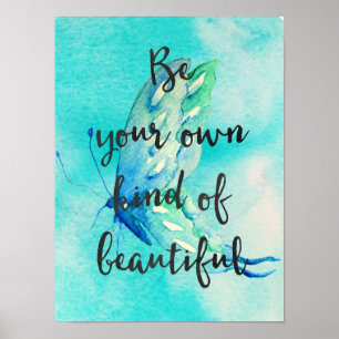 Beautiful Aqua Butterfly Wasserfarbe Poster