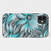 Beautiful Aquamarin Floral Print Case-Mate iPhone Hülle (Rückseite (Horizontal))