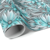 Beautiful Aquamarin Floral Print Geschenkpapier (Rolleneckpunkt)