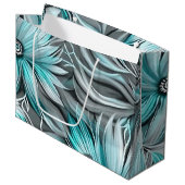 Beautiful Aquamarin Floral Print Große Geschenktüte (Vorderseite Schrägansicht)