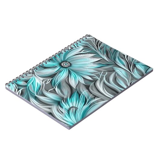 Beautiful Aquamarin Floral Print Notizblock (Linke Seite)