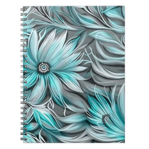 Beautiful Aquamarin Floral Print Notizblock