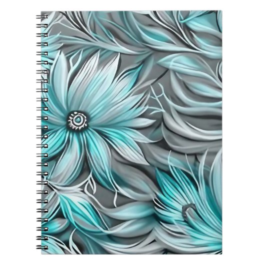 Beautiful Aquamarin Floral Print Notizblock (Vorderseite)