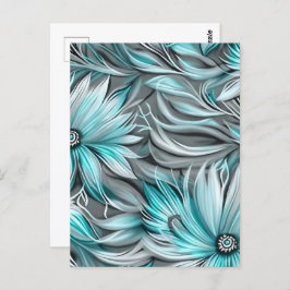 Beautiful Aquamarin Floral Print Postkarte