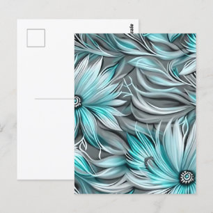 Beautiful Aquamarin Floral Print Postkarte