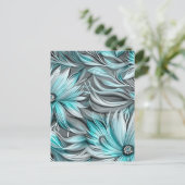 Beautiful Aquamarin Floral Print Postkarte (Stehend Vorderseite)