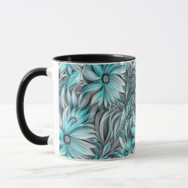 Beautiful Aquamarin Floral Print Tasse