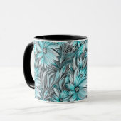 Beautiful Aquamarin Floral Print Tasse (Vorderseite Links)