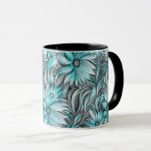 Beautiful Aquamarin Floral Print Tasse (VorderseiteRechts)