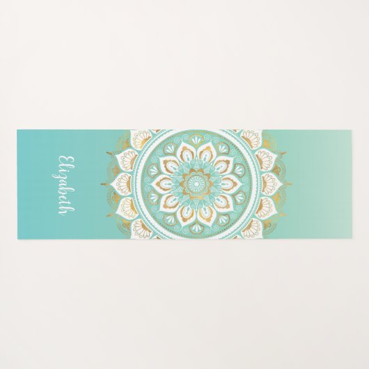 Beautiful Aquamarin Mandala Pattern Yoga Mat Yogamatte (Rückseite (Horizontal))