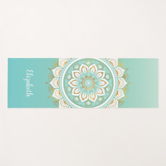 Beautiful Aquamarin Mandala Pattern Yoga Mat Yogamatte (Vorderseite (Horizontal))