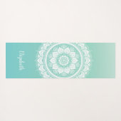 Beautiful Aquamarin Mandala Pattern Yoga Mat Yogamatte (Rückseite (Horizontal))