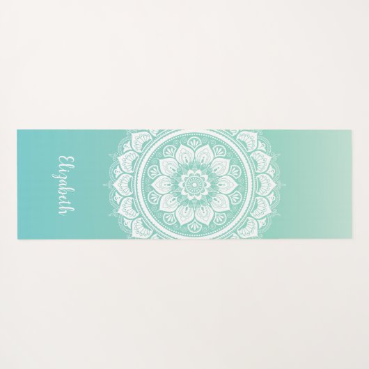 Beautiful Aquamarin Mandala Pattern Yoga Mat Yogamatte (Rückseite (Horizontal))