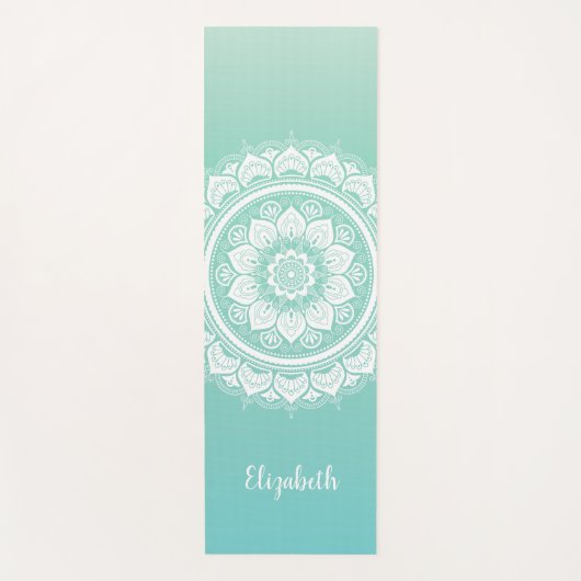 Beautiful Aquamarin Mandala Pattern Yoga Mat Yogamatte (Vorderseite)