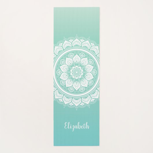 Beautiful Aquamarin Mandala Pattern Yoga Mat Yogamatte (Rückseite)