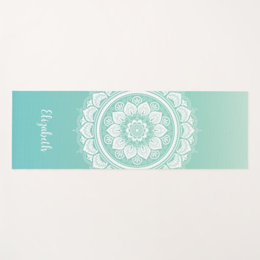 Beautiful Aquamarin Mandala Pattern Yoga Mat Yogamatte (Vorderseite (Horizontal))