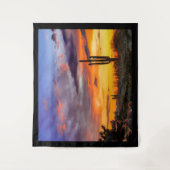 Beautiful Arizona Sunset Saguaro und Cholla Cactus Wandteppich (Vorderseite)