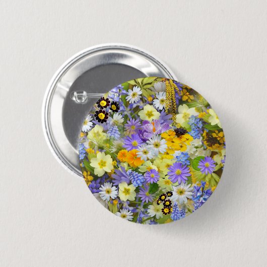 Beautiful Array of Colorful Flowers Button (Vorne & Hinten)