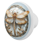 Beautiful Art Deco Enamel Dragonfly Gold Pearls Keramikknauf (Rechts)