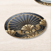 Beautiful Art Deco Gold & Navy Runder Pappuntersetzer (Angewinkelt)