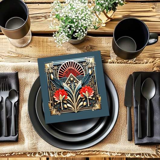 Beautiful Art Deco Rote Gold Aquamarin Serviette