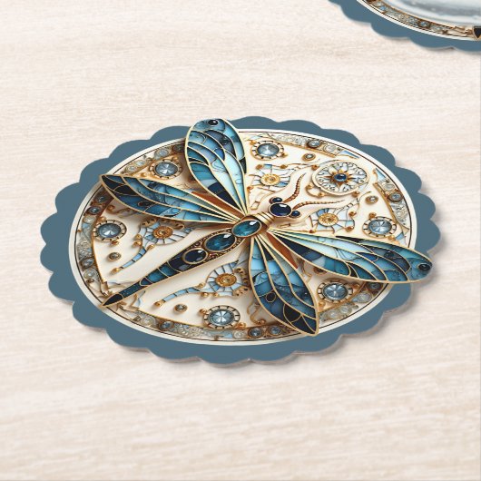 Beautiful Art Deco Stained Glass Dragonfly   Untersetzer (angewinkelt)
