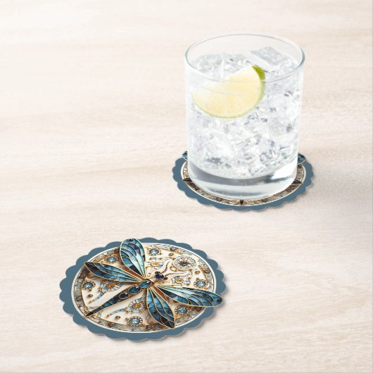 Beautiful Art Deco Stained Glass Dragonfly   Untersetzer (Vor Ort)