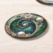 Beautiful Art Deco Türkis Pearls Glitzer Runder Pappuntersetzer (Angewinkelt)