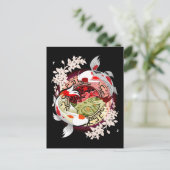 Beautiful Art japanische Blume Koi Fish Postkarte (Stehend Vorderseite)