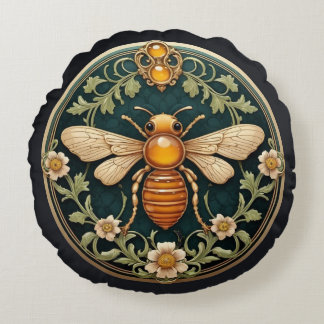 Beautiful Art Nouveau Bee Rundes Kissen